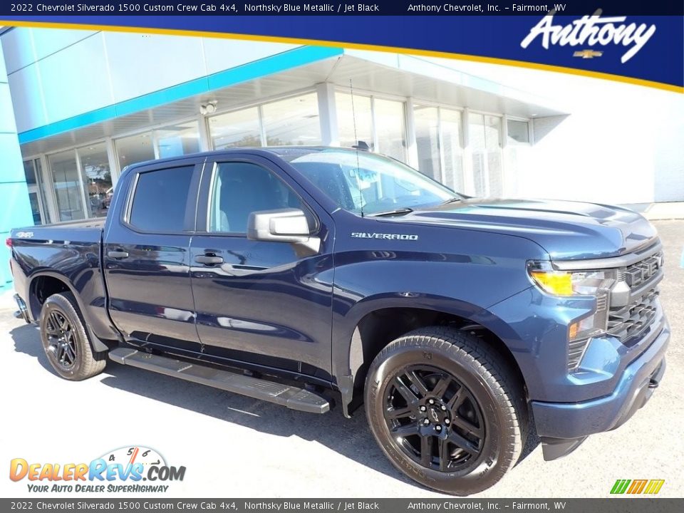 2022 Chevrolet Silverado 1500 Custom Crew Cab 4x4 Northsky Blue Metallic / Jet Black Photo #1