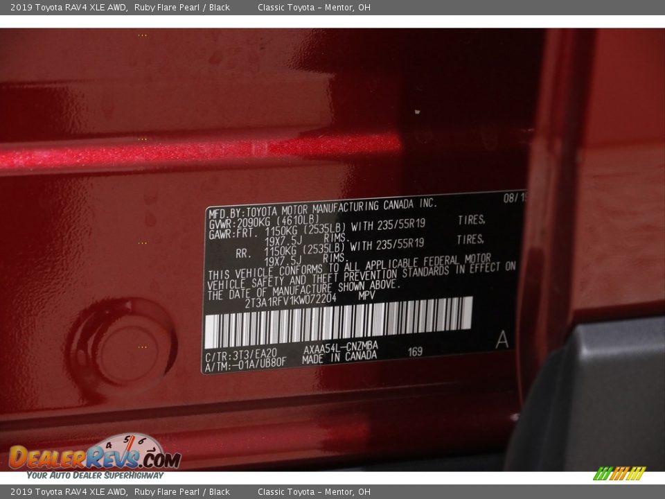 2019 Toyota RAV4 XLE AWD Ruby Flare Pearl / Black Photo #20