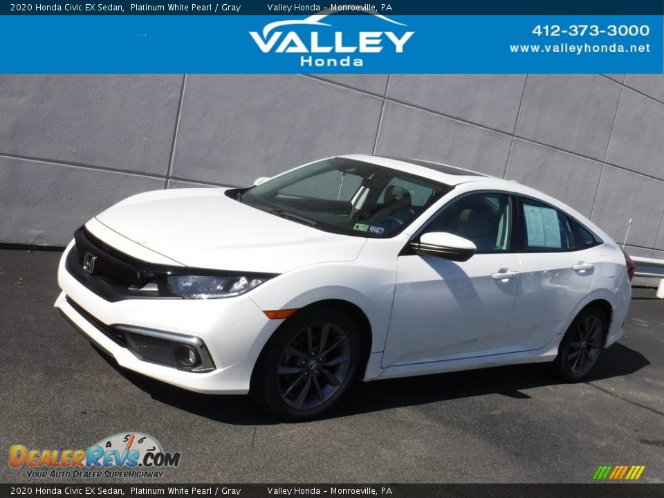 2020 Honda Civic EX Sedan Platinum White Pearl / Gray Photo #1