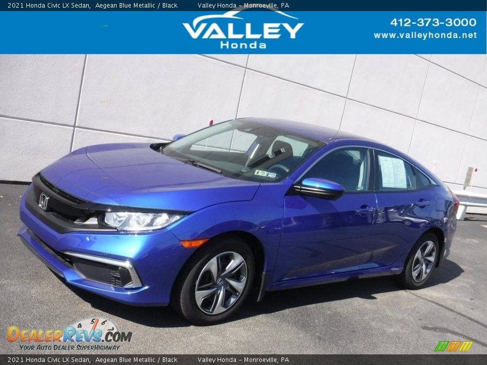2021 Honda Civic LX Sedan Aegean Blue Metallic / Black Photo #1