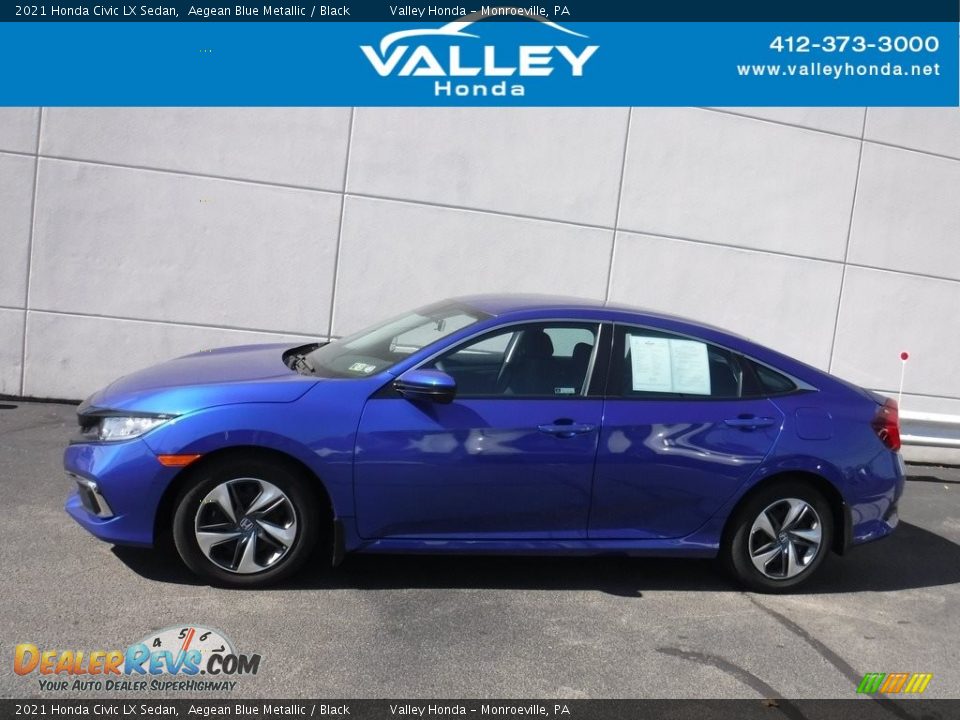 2021 Honda Civic LX Sedan Aegean Blue Metallic / Black Photo #2