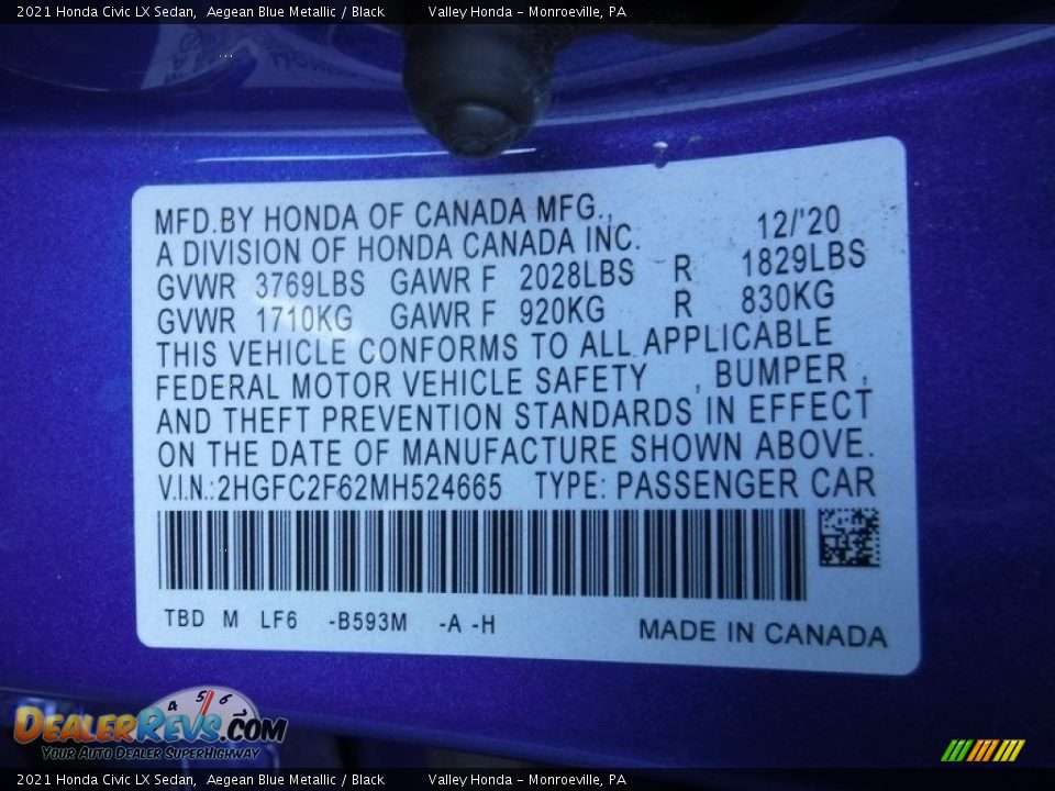 2021 Honda Civic LX Sedan Aegean Blue Metallic / Black Photo #26