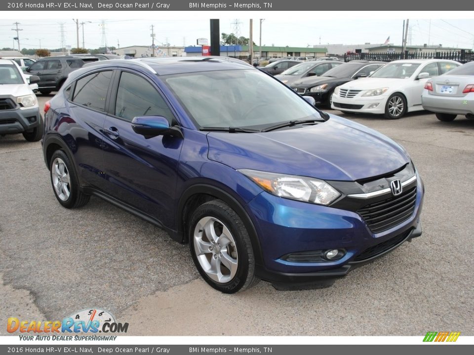 2016 Honda HR-V EX-L Navi Deep Ocean Pearl / Gray Photo #7