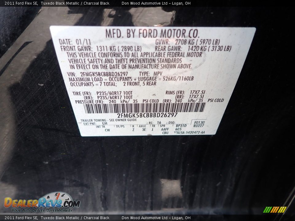 2011 Ford Flex SE Tuxedo Black Metallic / Charcoal Black Photo #13