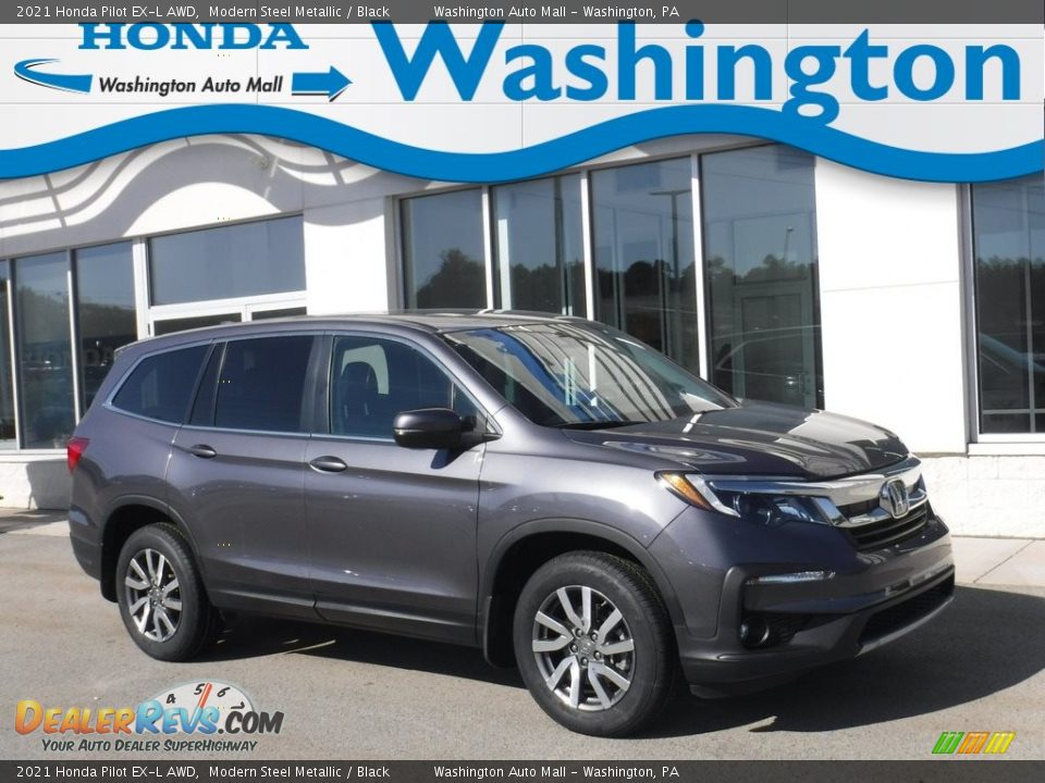 2021 Honda Pilot EX-L AWD Modern Steel Metallic / Black Photo #1