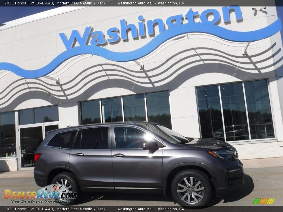 2021 Honda Pilot EX-L AWD Modern Steel Metallic / Black Photo #2