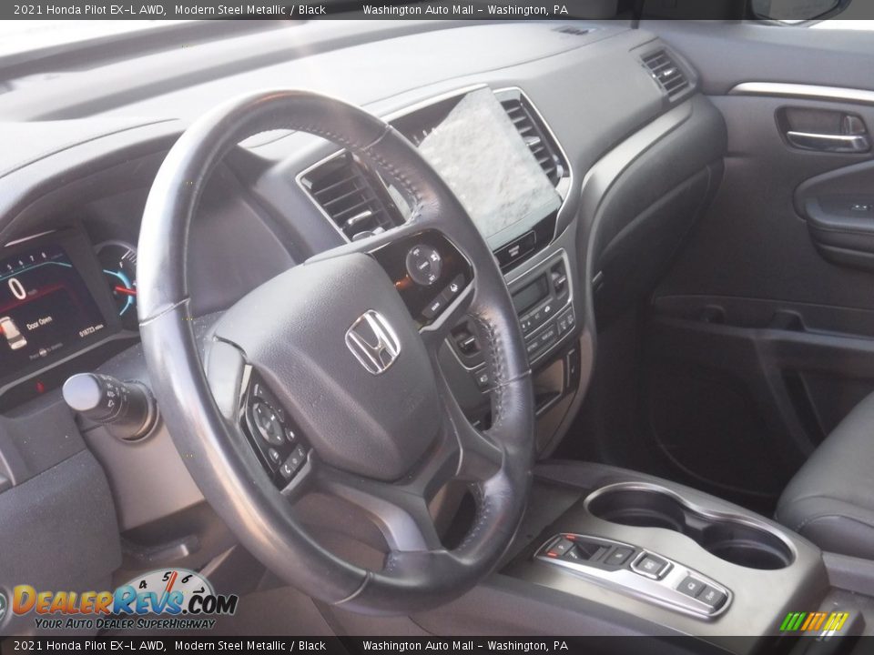 2021 Honda Pilot EX-L AWD Modern Steel Metallic / Black Photo #14