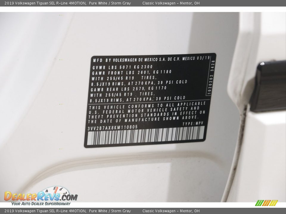 2019 Volkswagen Tiguan SEL R-Line 4MOTION Pure White / Storm Gray Photo #21