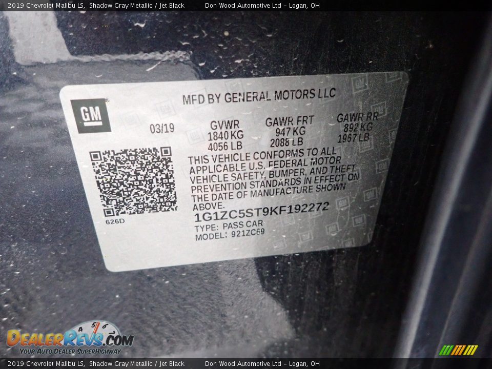 2019 Chevrolet Malibu LS Shadow Gray Metallic / Jet Black Photo #31