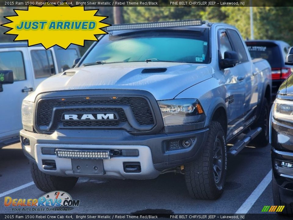 2015 Ram 1500 Rebel Crew Cab 4x4 Bright Silver Metallic / Rebel Theme Red/Black Photo #1