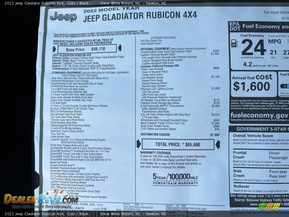 2022 Jeep Gladiator Rubicon 4x4 Gobi / Black Photo #30