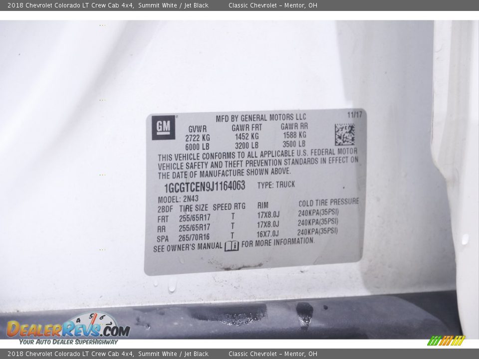 2018 Chevrolet Colorado LT Crew Cab 4x4 Summit White / Jet Black Photo #23