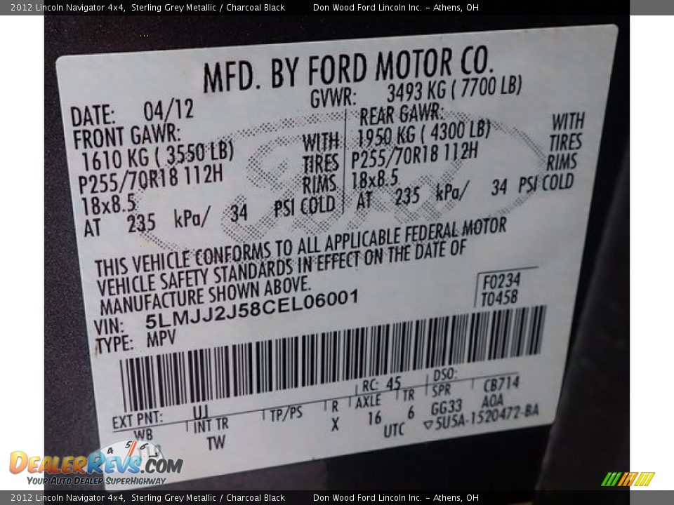 2012 Lincoln Navigator 4x4 Sterling Grey Metallic / Charcoal Black Photo #34