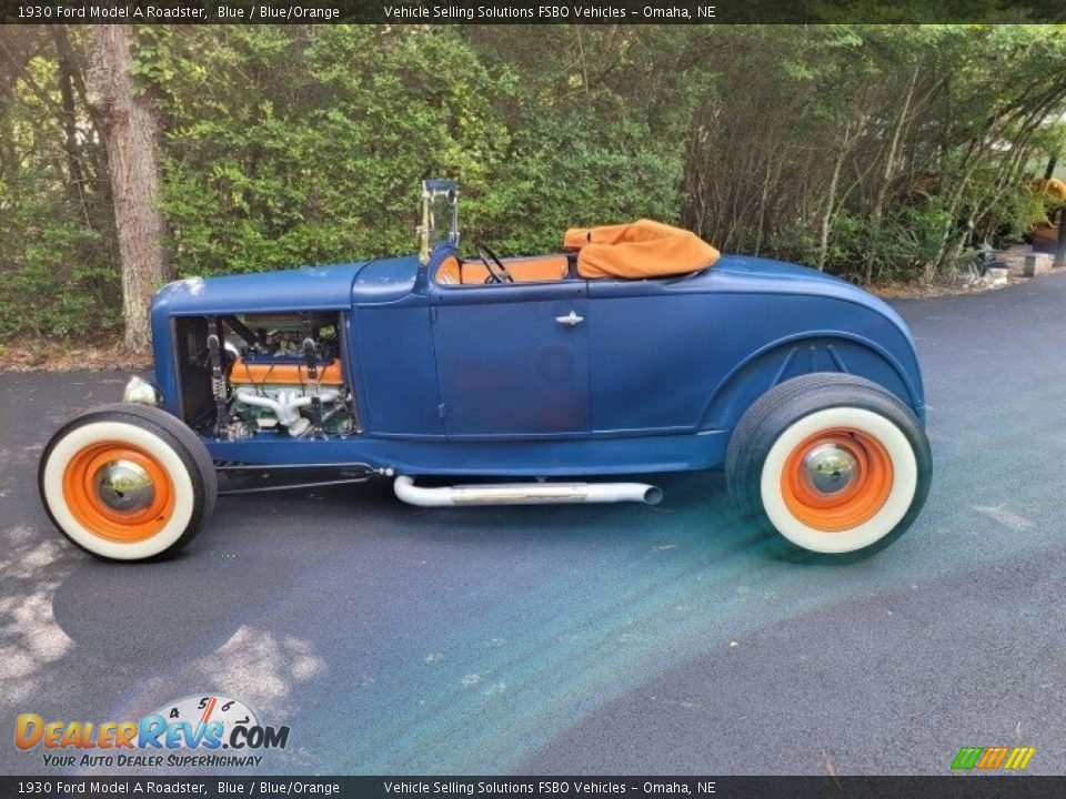 1930 Ford Model A Roadster Blue / Blue/Orange Photo #2