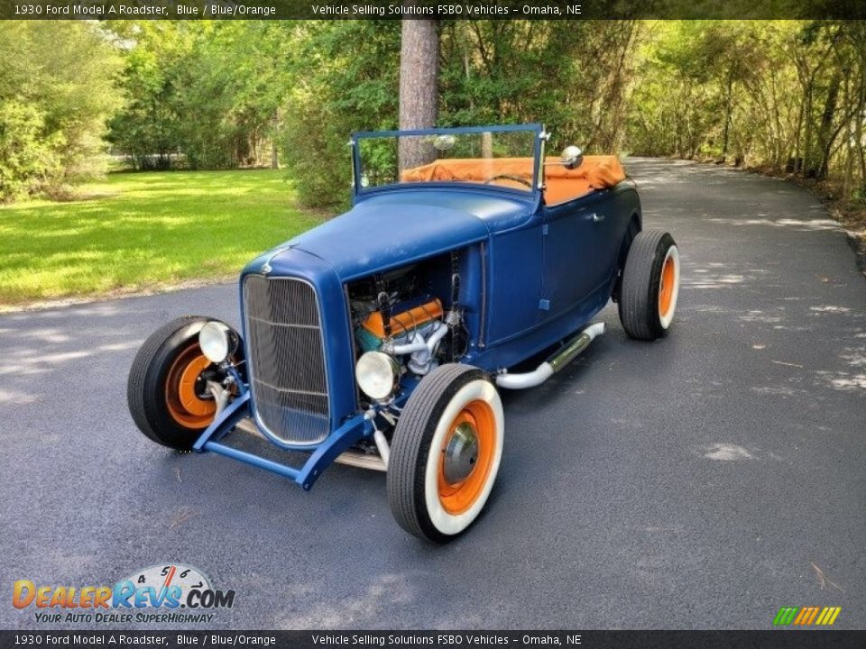 1930 Ford Model A Roadster Blue / Blue/Orange Photo #10