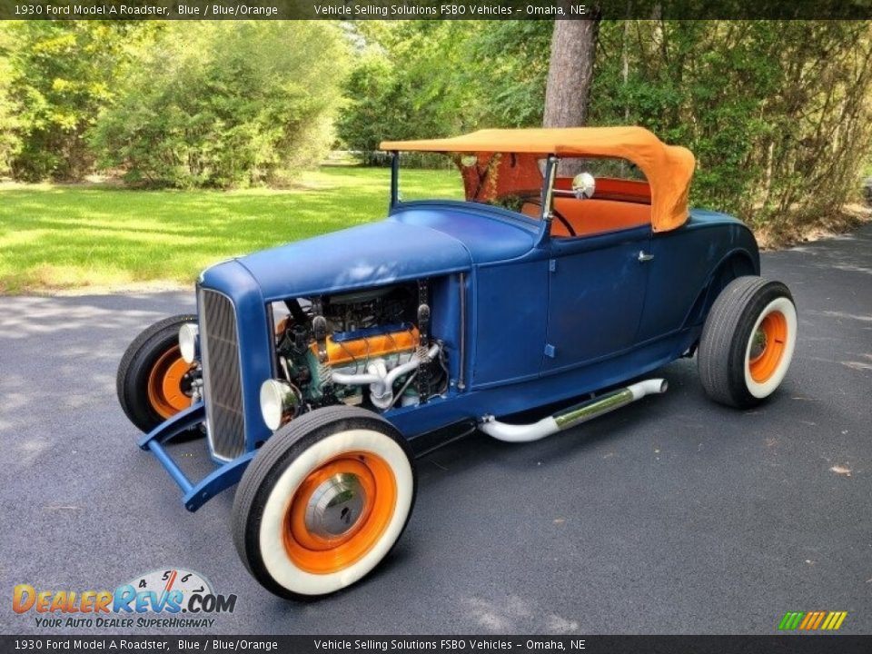 1930 Ford Model A Roadster Blue / Blue/Orange Photo #11