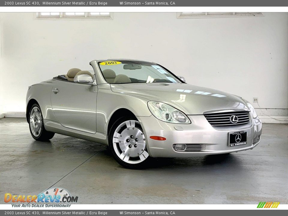 2003 Lexus SC 430 Millennium Silver Metallic / Ecru Beige Photo #34