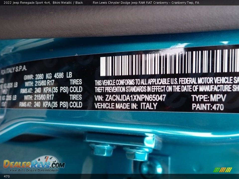 Jeep Color Code 470 Bikini Metallic