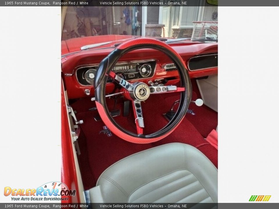 1965 Ford Mustang Coupe Rangoon Red / White Photo #2