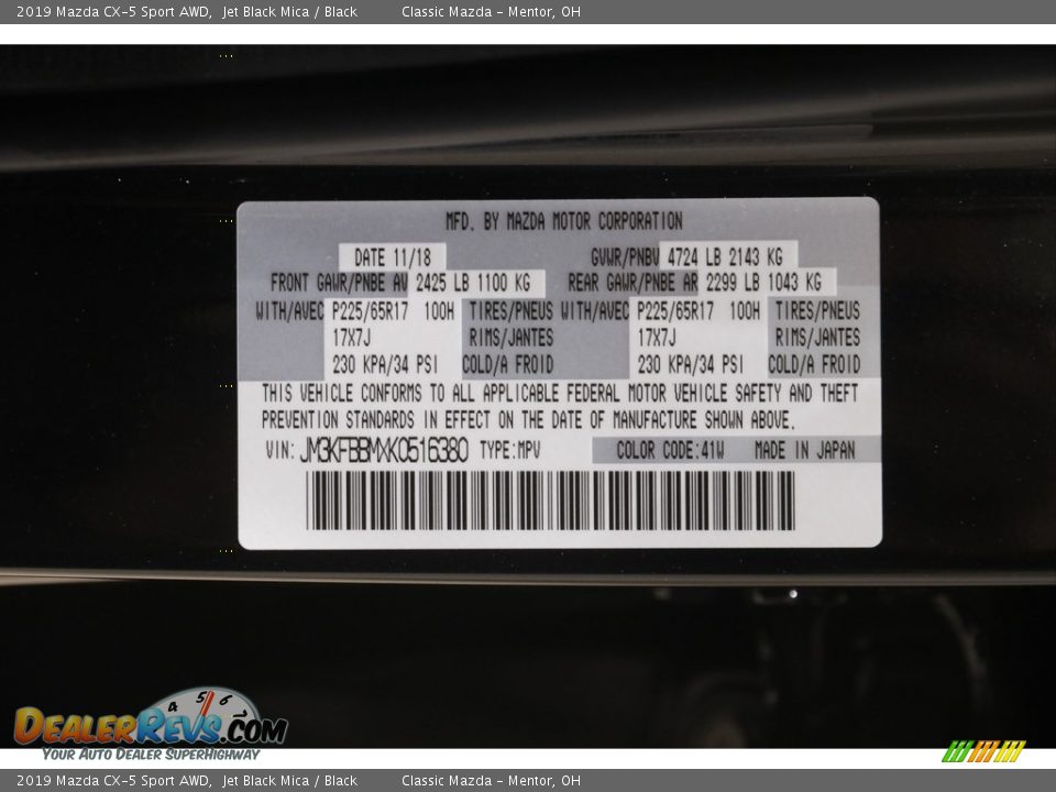 2019 Mazda CX-5 Sport AWD Jet Black Mica / Black Photo #20