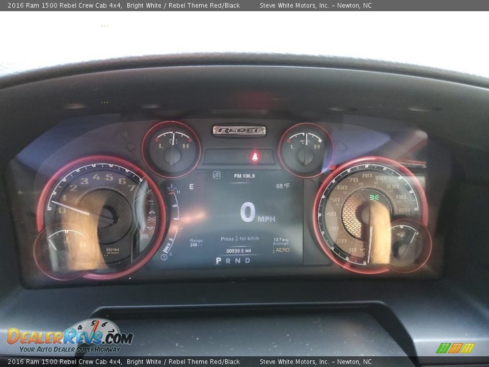 2016 Ram 1500 Rebel Crew Cab 4x4 Bright White / Rebel Theme Red/Black Photo #30