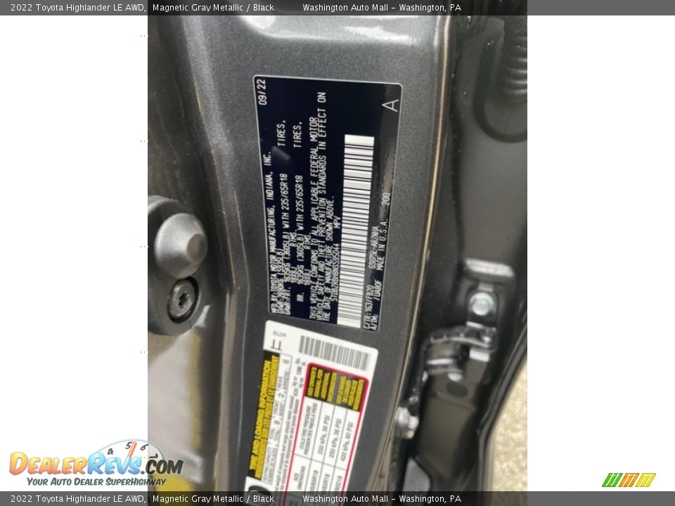 2022 Toyota Highlander LE AWD Magnetic Gray Metallic / Black Photo #29