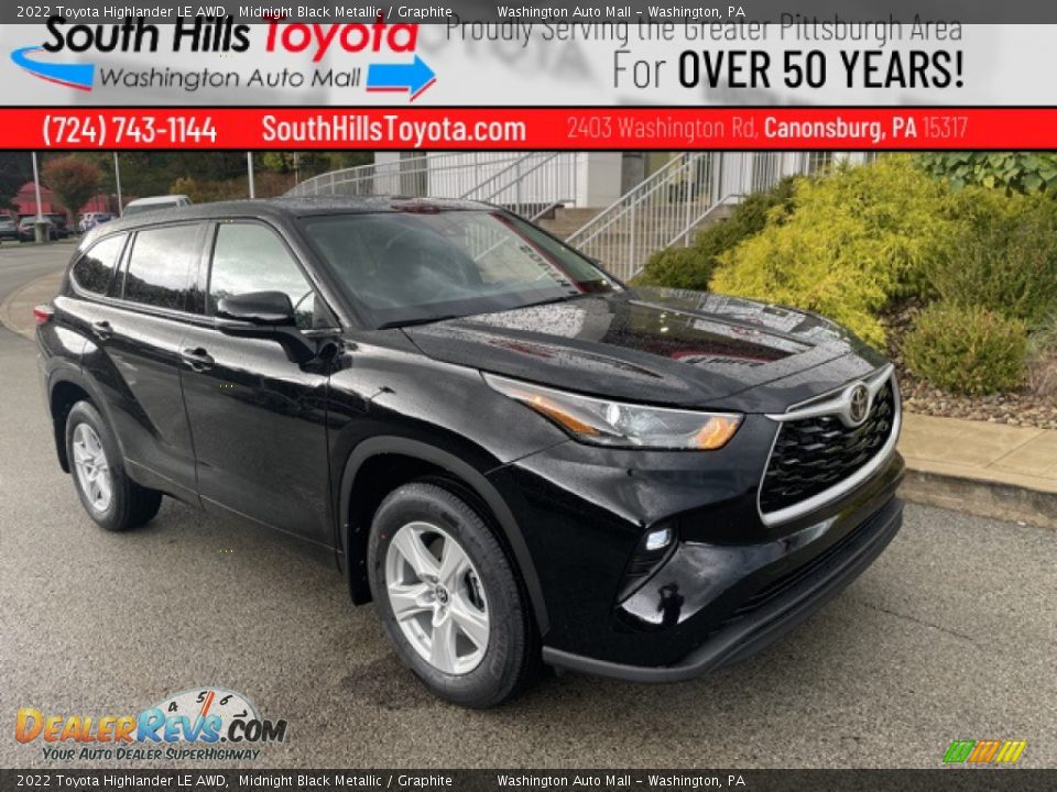 2022 Toyota Highlander LE AWD Midnight Black Metallic / Graphite Photo #1