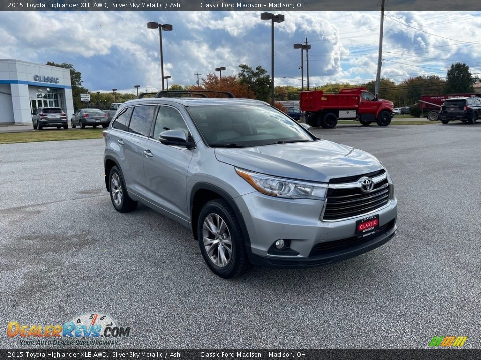 2015 Toyota Highlander XLE AWD Silver Sky Metallic / Ash Photo #3