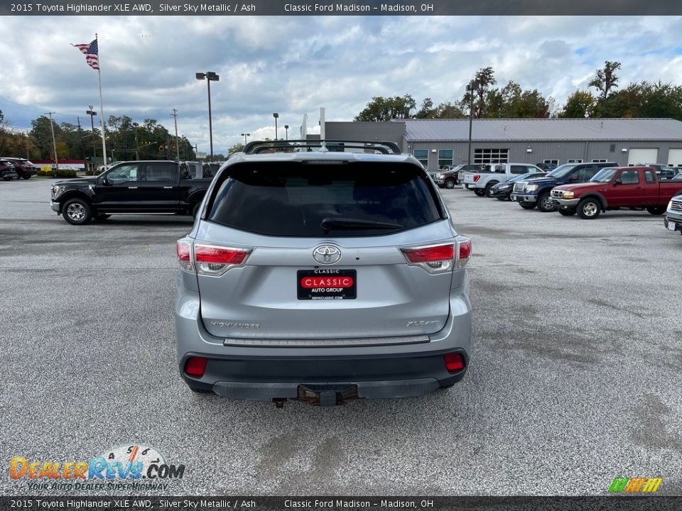 2015 Toyota Highlander XLE AWD Silver Sky Metallic / Ash Photo #6
