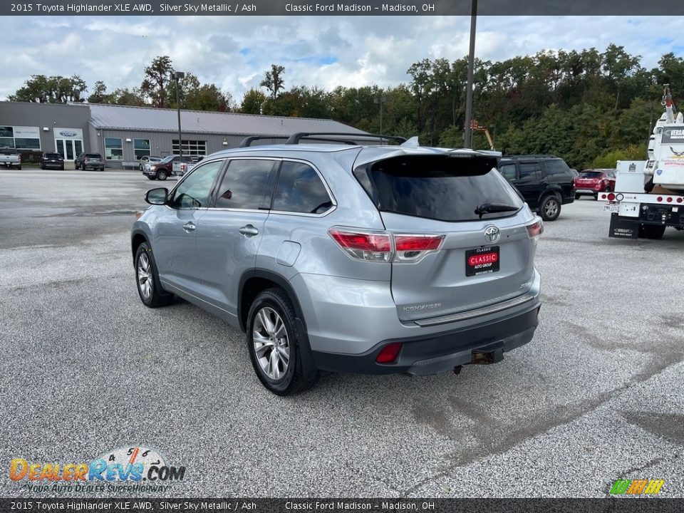 2015 Toyota Highlander XLE AWD Silver Sky Metallic / Ash Photo #7