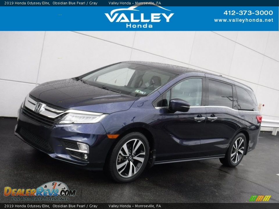 2019 Honda Odyssey Elite Obsidian Blue Pearl / Gray Photo #1