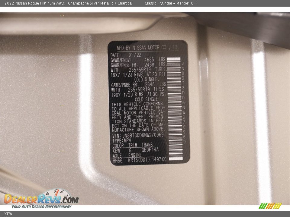 Nissan Color Code XEW Champagne Silver Metallic