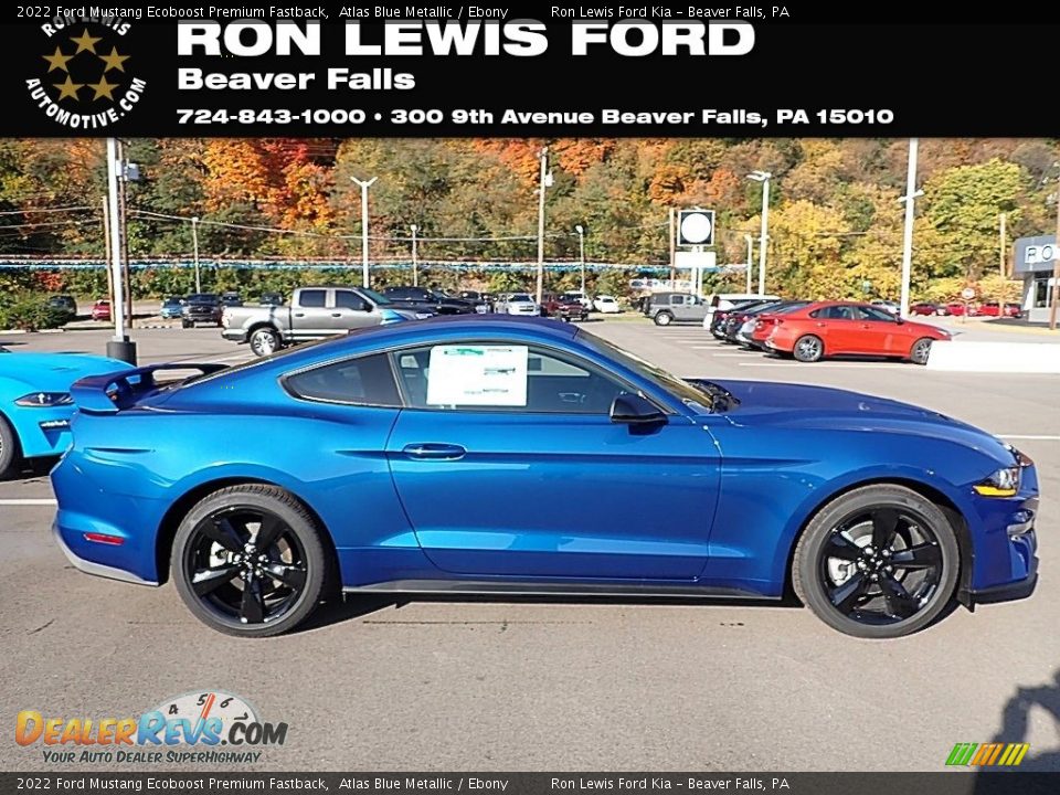 2022 Ford Mustang Ecoboost Premium Fastback Atlas Blue Metallic / Ebony Photo #1
