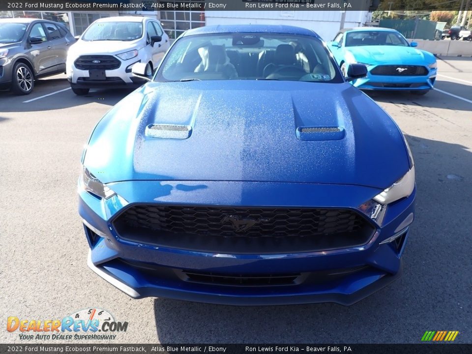 2022 Ford Mustang Ecoboost Premium Fastback Atlas Blue Metallic / Ebony Photo #3