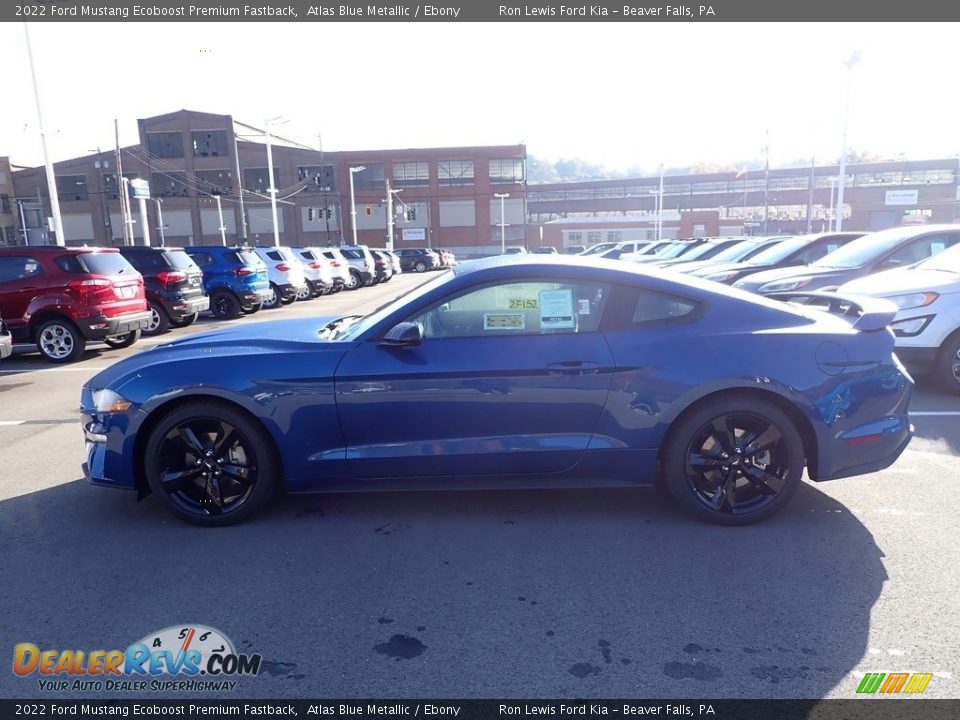 2022 Ford Mustang Ecoboost Premium Fastback Atlas Blue Metallic / Ebony Photo #5
