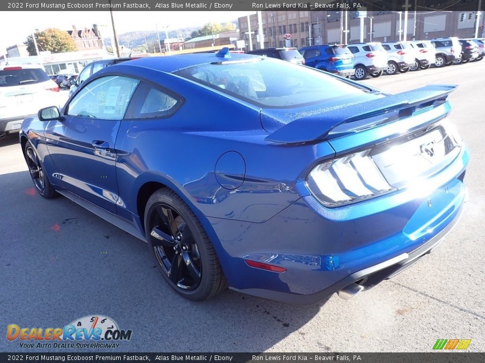 2022 Ford Mustang Ecoboost Premium Fastback Atlas Blue Metallic / Ebony Photo #6