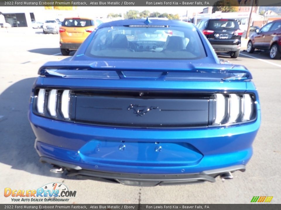 2022 Ford Mustang Ecoboost Premium Fastback Atlas Blue Metallic / Ebony Photo #7