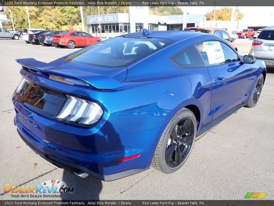 2022 Ford Mustang Ecoboost Premium Fastback Atlas Blue Metallic / Ebony Photo #8