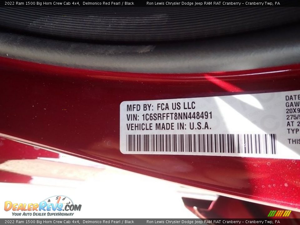 2022 Ram 1500 Big Horn Crew Cab 4x4 Delmonico Red Pearl / Black Photo #20