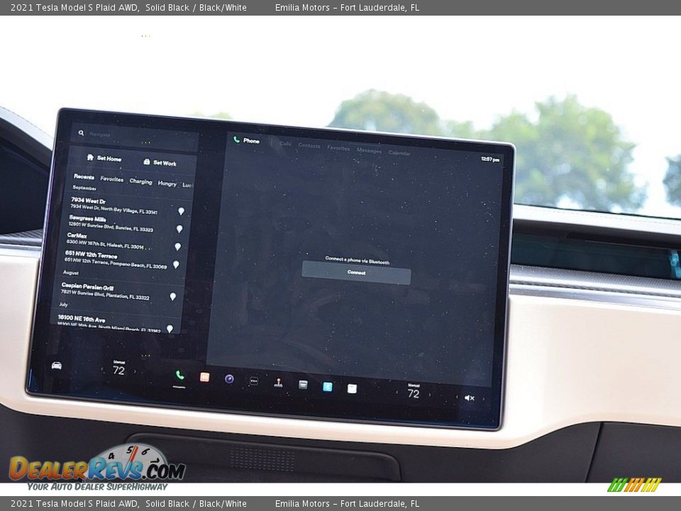 2021 Tesla Model S Plaid AWD Solid Black / Black/White Photo #31