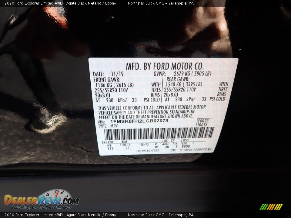 2020 Ford Explorer Limited 4WD Agate Black Metallic / Ebony Photo #30