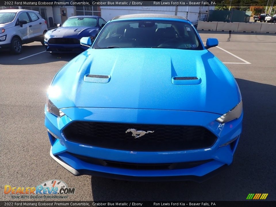 2022 Ford Mustang Ecoboost Premium Convertible Grabber Blue Metallic / Ebony Photo #3