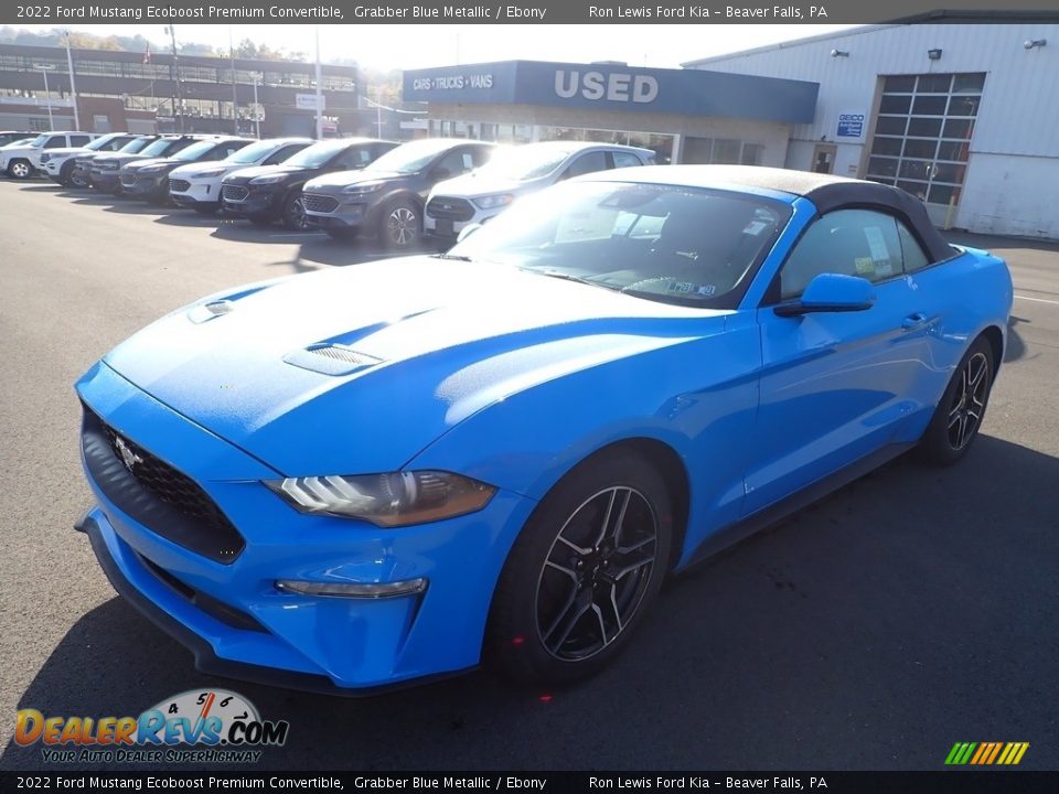 2022 Ford Mustang Ecoboost Premium Convertible Grabber Blue Metallic / Ebony Photo #4