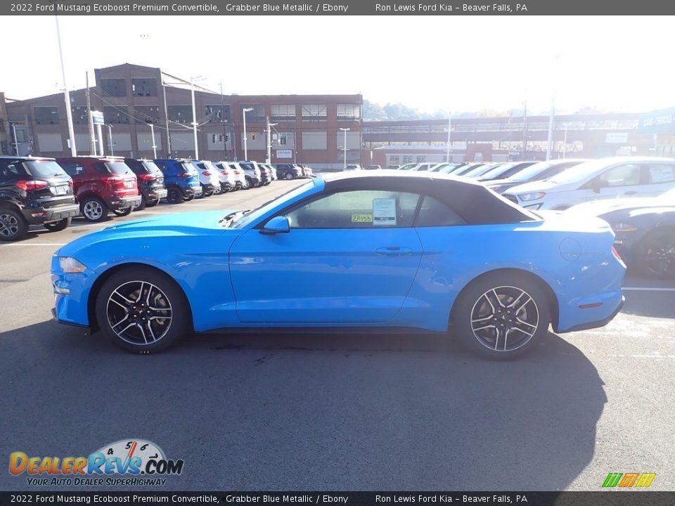 2022 Ford Mustang Ecoboost Premium Convertible Grabber Blue Metallic / Ebony Photo #5