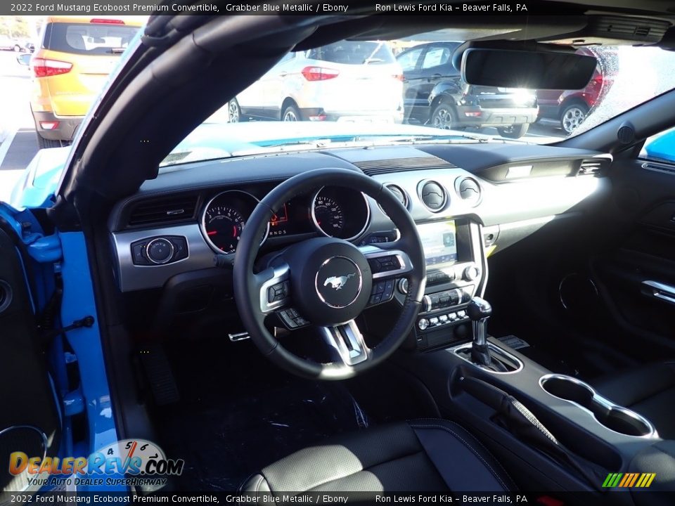 2022 Ford Mustang Ecoboost Premium Convertible Grabber Blue Metallic / Ebony Photo #12