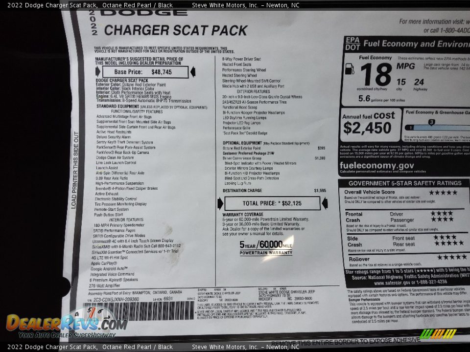 2022 Dodge Charger Scat Pack Octane Red Pearl / Black Photo #27