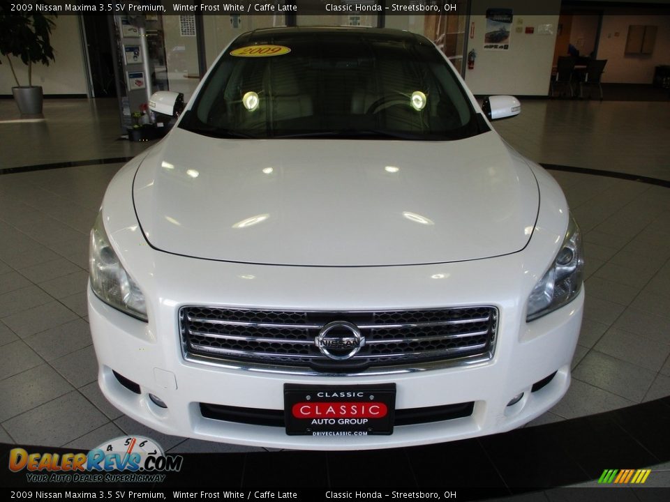 2009 Nissan Maxima 3.5 SV Premium Winter Frost White / Caffe Latte Photo #2