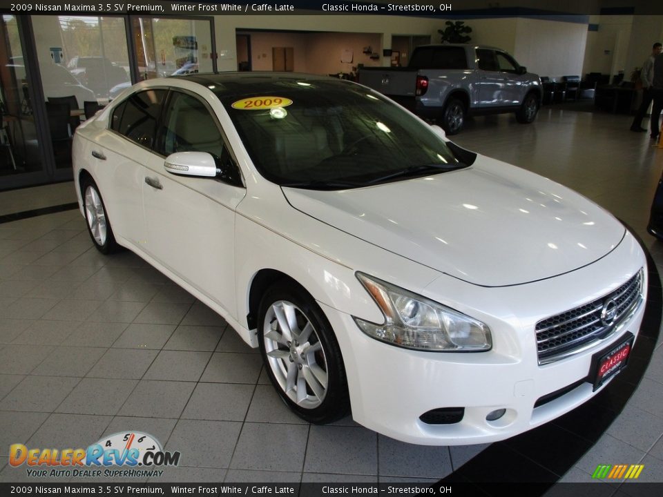 2009 Nissan Maxima 3.5 SV Premium Winter Frost White / Caffe Latte Photo #3