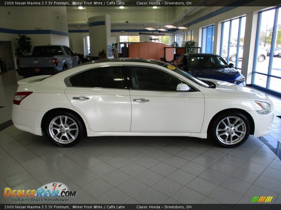 2009 Nissan Maxima 3.5 SV Premium Winter Frost White / Caffe Latte Photo #4