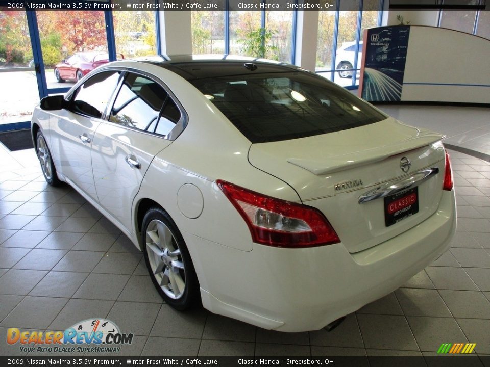 2009 Nissan Maxima 3.5 SV Premium Winter Frost White / Caffe Latte Photo #9